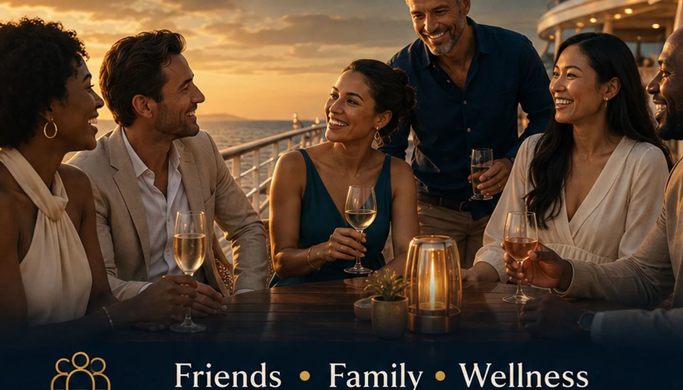 Friends enjoying time together aboard a cruise ship